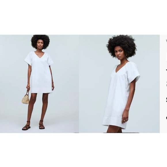 Madewell Dresses & Skirts - Madewell $110 V-Neck Mini Shirtdress in White Size XS NP093